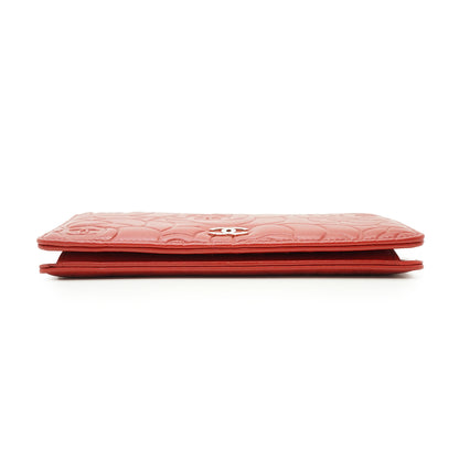 Camellia Embossed Lambskin Bifold Long Wallet