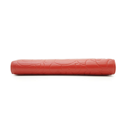 Camellia Embossed Lambskin Bifold Long Wallet