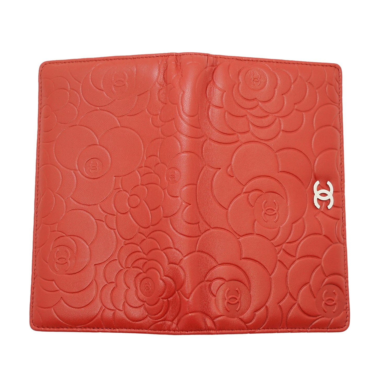 Camellia Embossed Lambskin Bifold Long Wallet