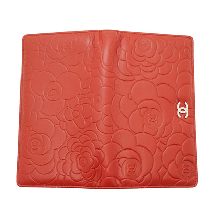 Camellia Embossed Lambskin Bifold Long Wallet