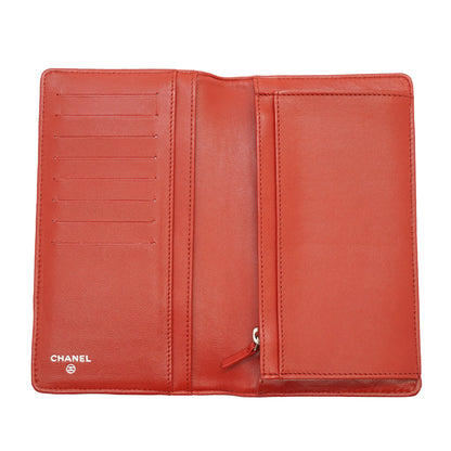 Camellia Embossed Lambskin Bifold Long Wallet