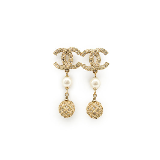 CC Baroque Faux Pearl Rhinestone Drop Earrings GP