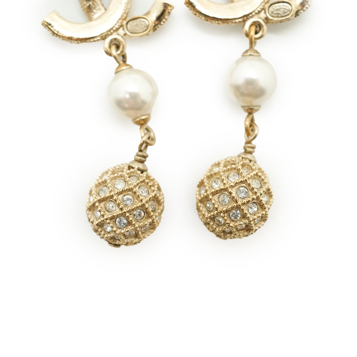 CC Baroque Faux Pearl Rhinestone Drop Earrings GP