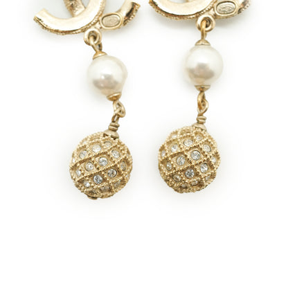 CC Baroque Faux Pearl Rhinestone Drop Earrings GP