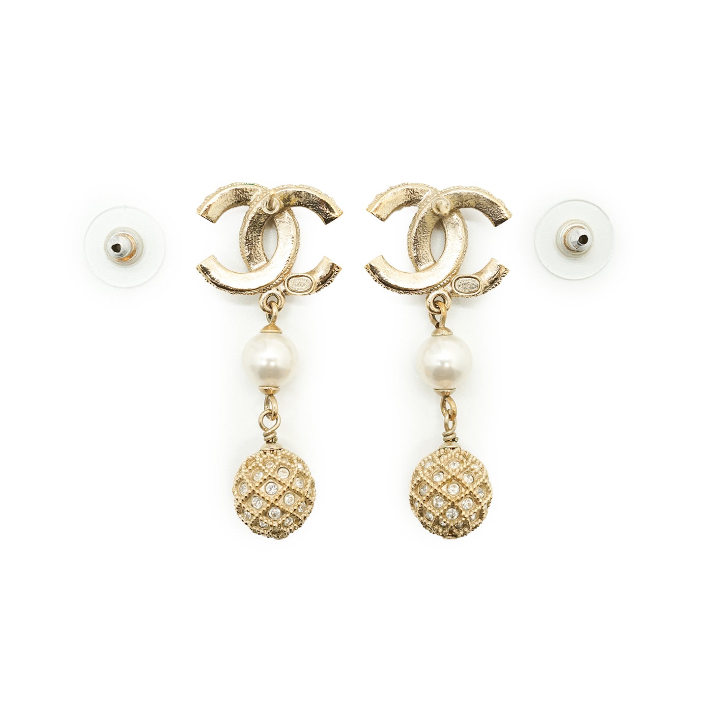 CC Baroque Faux Pearl Rhinestone Drop Earrings GP