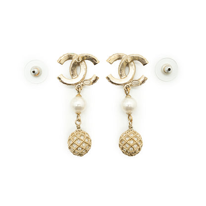 CC Baroque Faux Pearl Rhinestone Drop Earrings GP