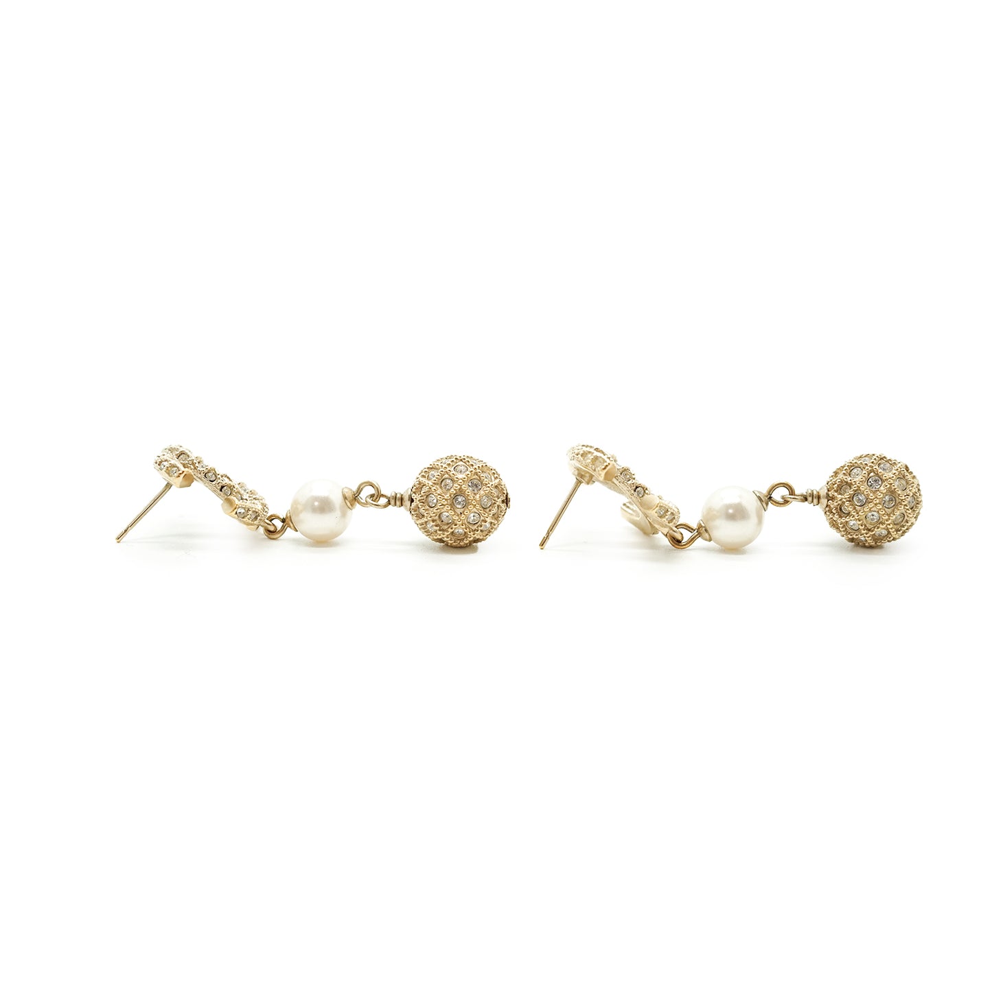 CC Baroque Faux Pearl Rhinestone Drop Earrings GP