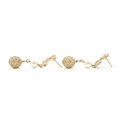 CC Baroque Faux Pearl Rhinestone Drop Earrings GP