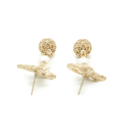 CC Baroque Faux Pearl Rhinestone Drop Earrings GP