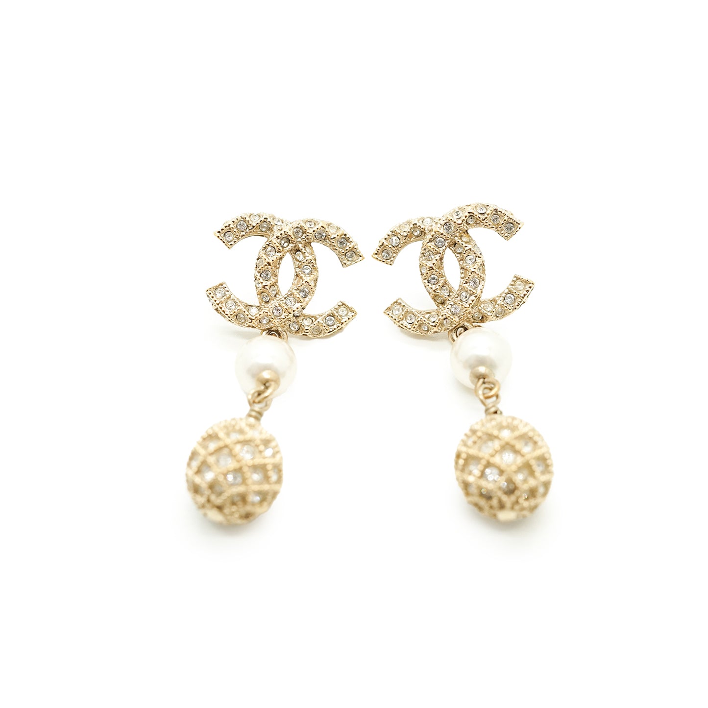 CC Baroque Faux Pearl Rhinestone Drop Earrings GP