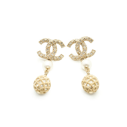 CC Baroque Faux Pearl Rhinestone Drop Earrings GP