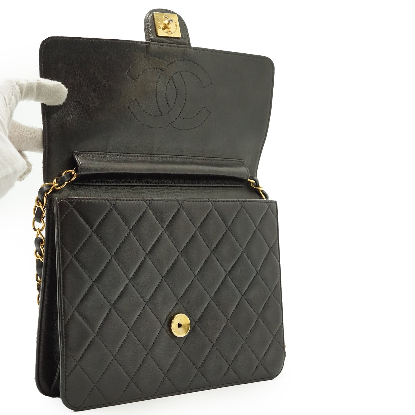 Vintage Lambskin Matelasse Single Flap Chain Shoulder Bag