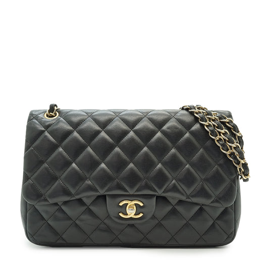 Lambskin Matelasse Classic Jumbo 30 Double Flap Chain Shoulder Bag