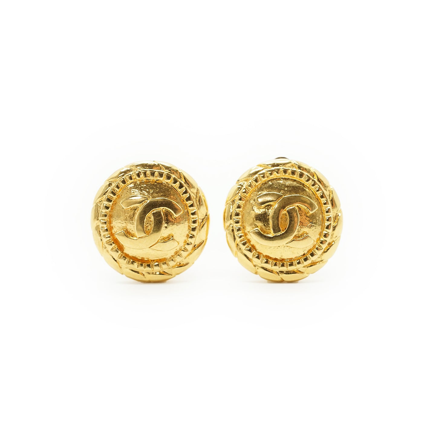 CC Round Button Clip-On Earrings GP