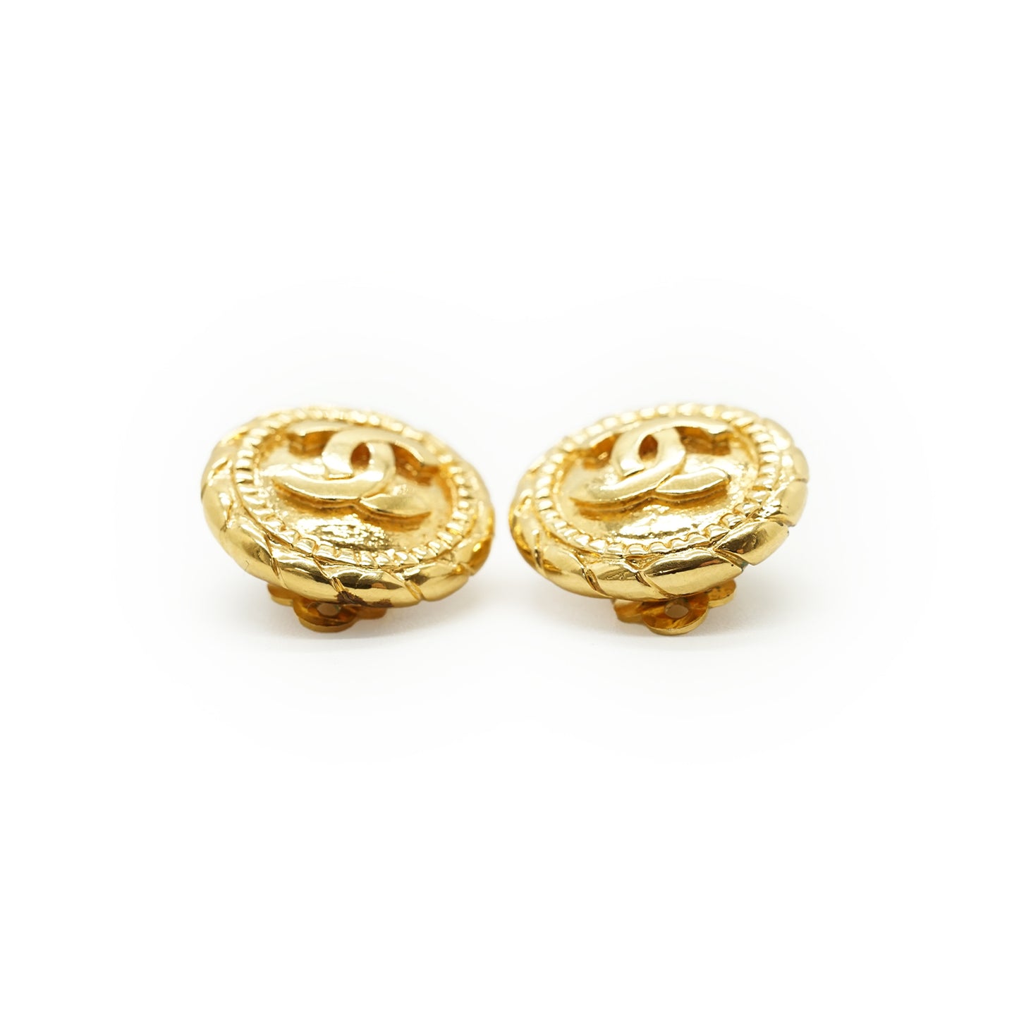 CC Round Button Clip-On Earrings GP