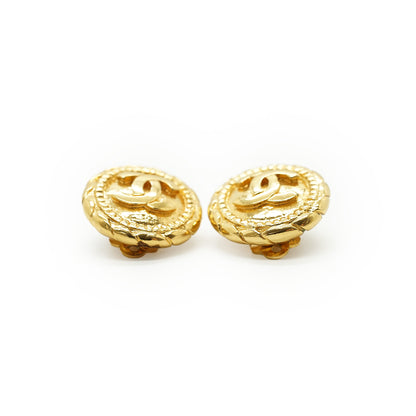 CC Round Button Clip-On Earrings GP