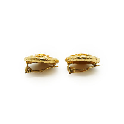 CC Round Button Clip-On Earrings GP