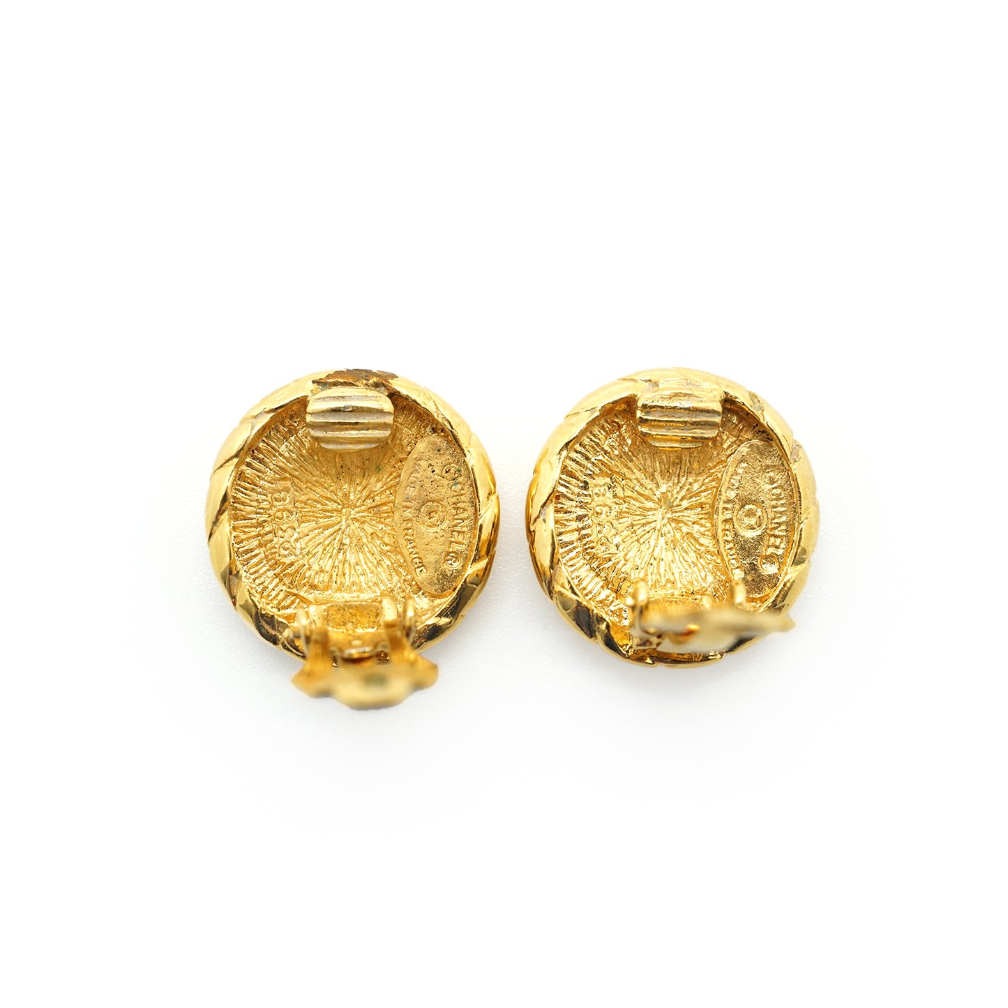CC Round Button Clip-On Earrings GP