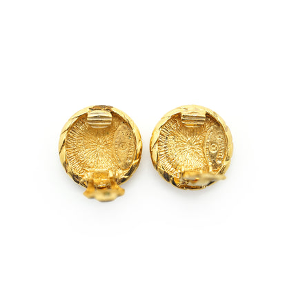 CC Round Button Clip-On Earrings GP