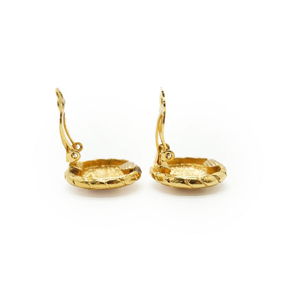 CC Round Button Clip-On Earrings GP
