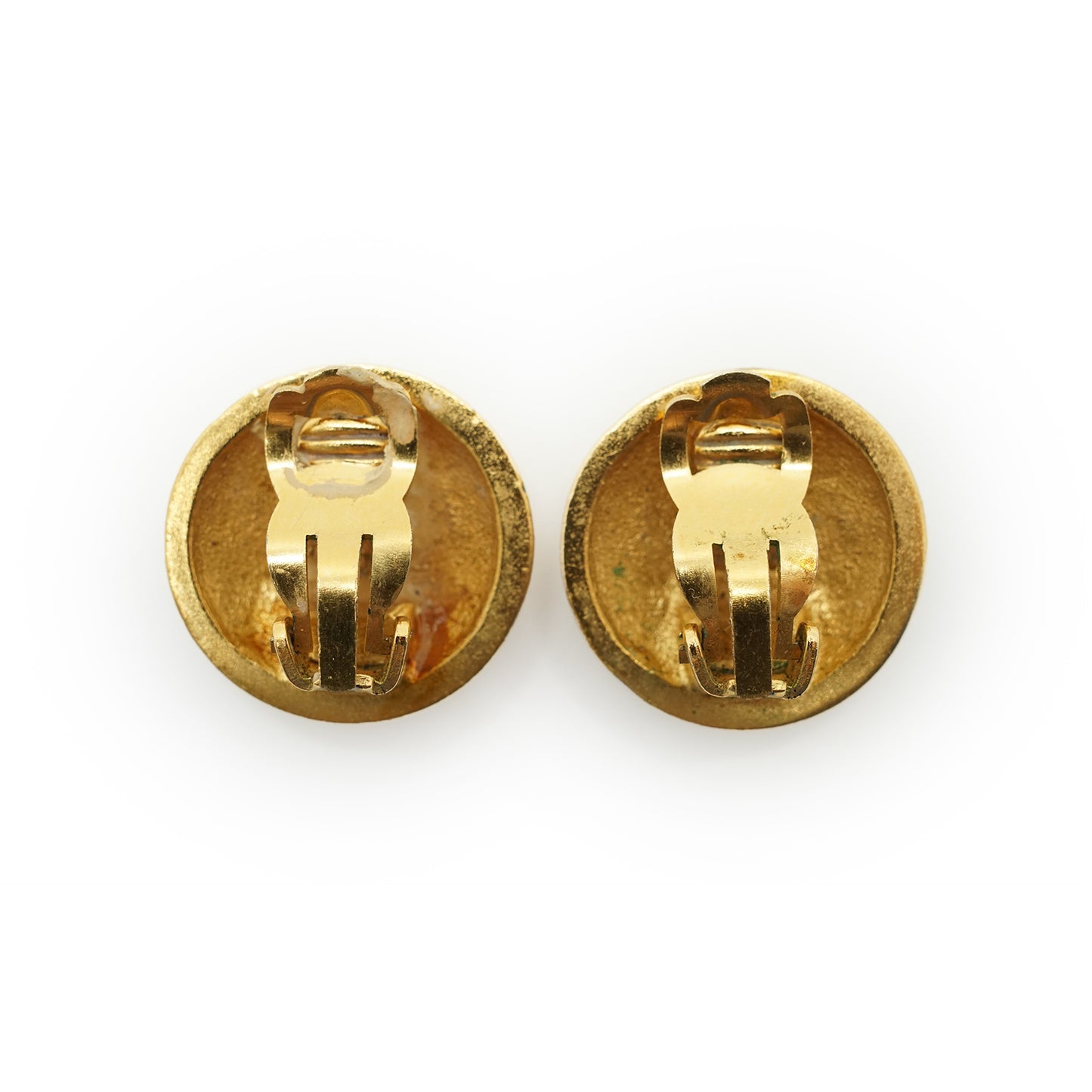 Vintage CC Diamond-Shape Round Clip-On Earrings GP