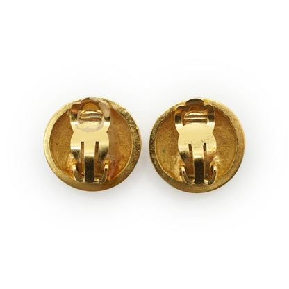 Vintage CC Diamond-Shape Round Clip-On Earrings GP