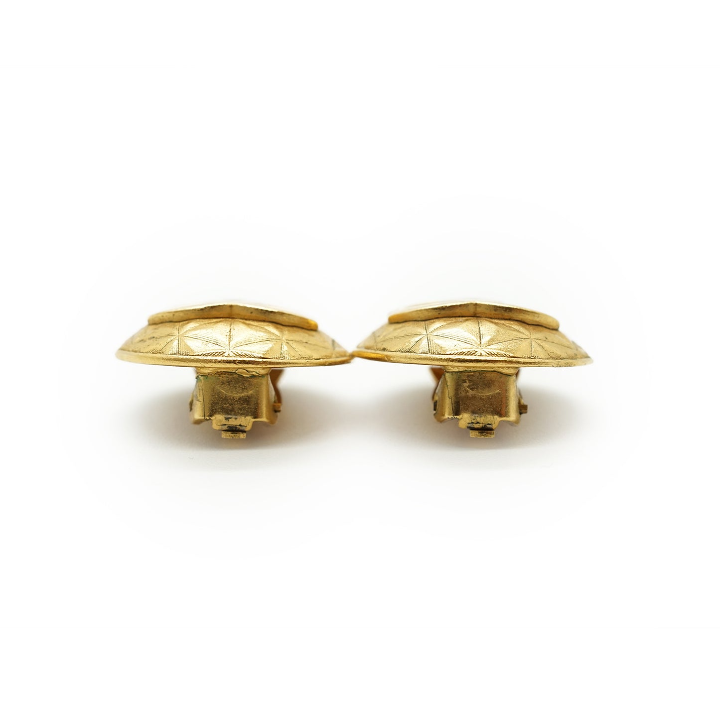 Vintage CC Diamond-Shape Round Clip-On Earrings GP