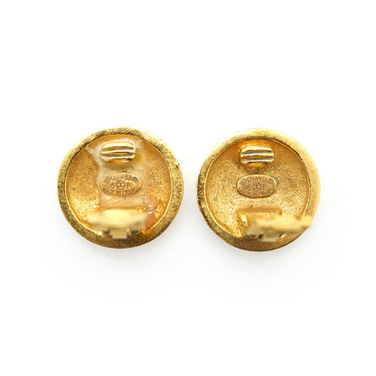 Vintage CC Diamond-Shape Round Clip-On Earrings GP