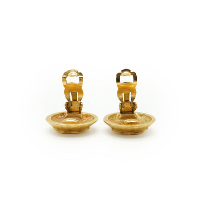 Vintage CC Diamond-Shape Round Clip-On Earrings GP