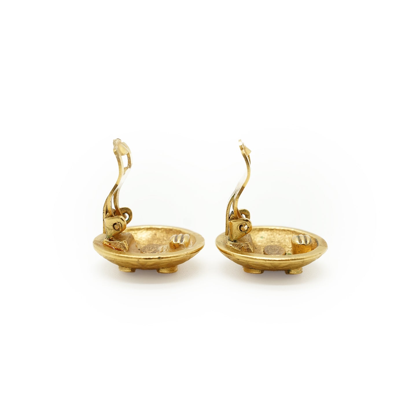 Vintage CC Diamond-Shape Round Clip-On Earrings GP