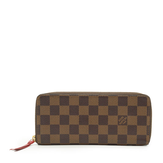 Damier Ebene Portefeuille Clemence Cherry Red Long Wallet