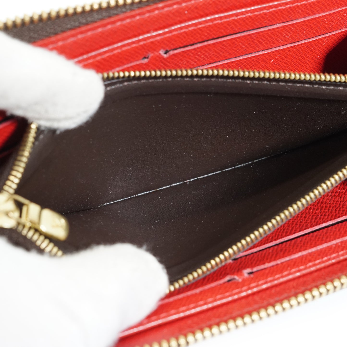 Damier Ebene Portefeuille Clemence Cherry Red Long Wallet