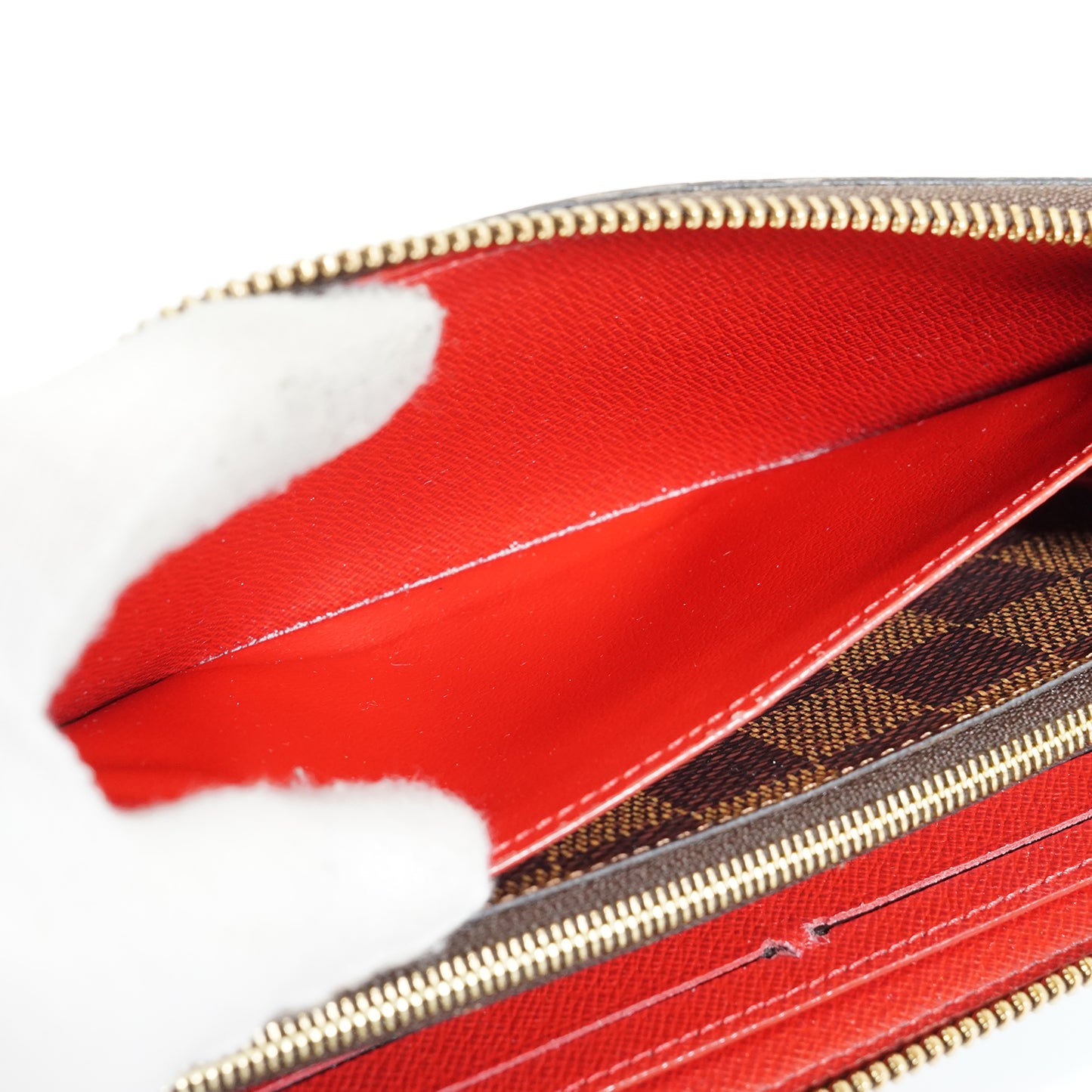 Damier Ebene Portefeuille Clemence Cherry Red Long Wallet