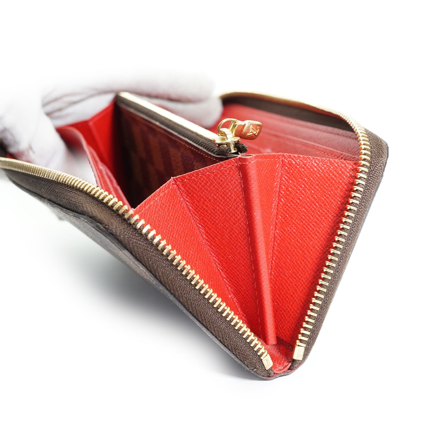 Damier Ebene Portefeuille Clemence Cherry Red Long Wallet