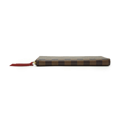 Damier Ebene Portefeuille Clemence Cherry Red Long Wallet