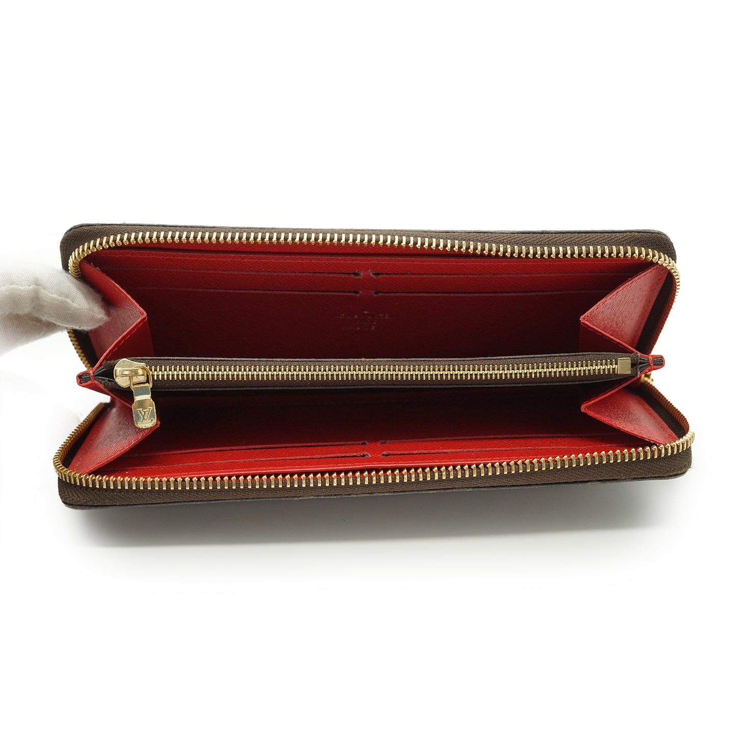 Damier Ebene Portefeuille Clemence Cherry Red Long Wallet
