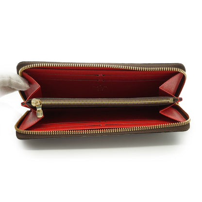 Damier Ebene Portefeuille Clemence Cherry Red Long Wallet