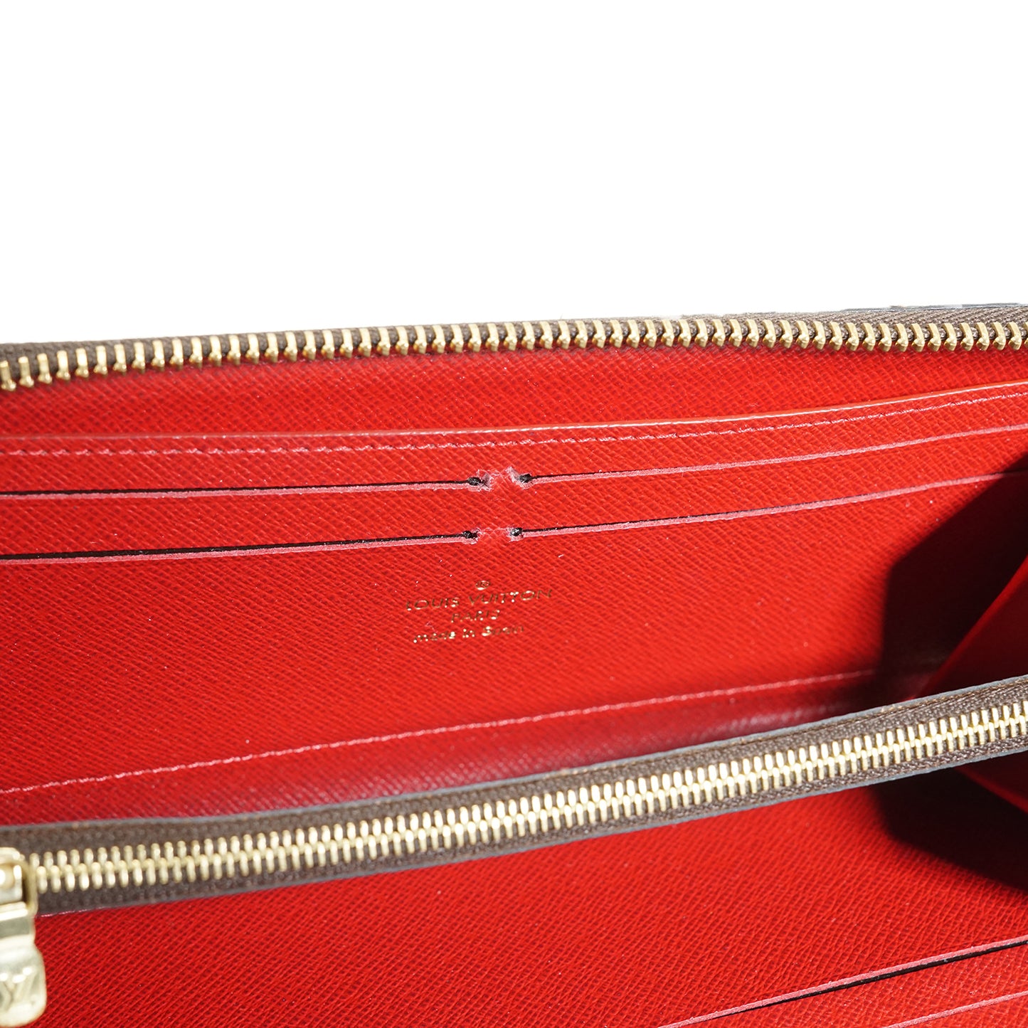 Damier Ebene Portefeuille Clemence Cherry Red Long Wallet