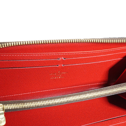 Damier Ebene Portefeuille Clemence Cherry Red Long Wallet