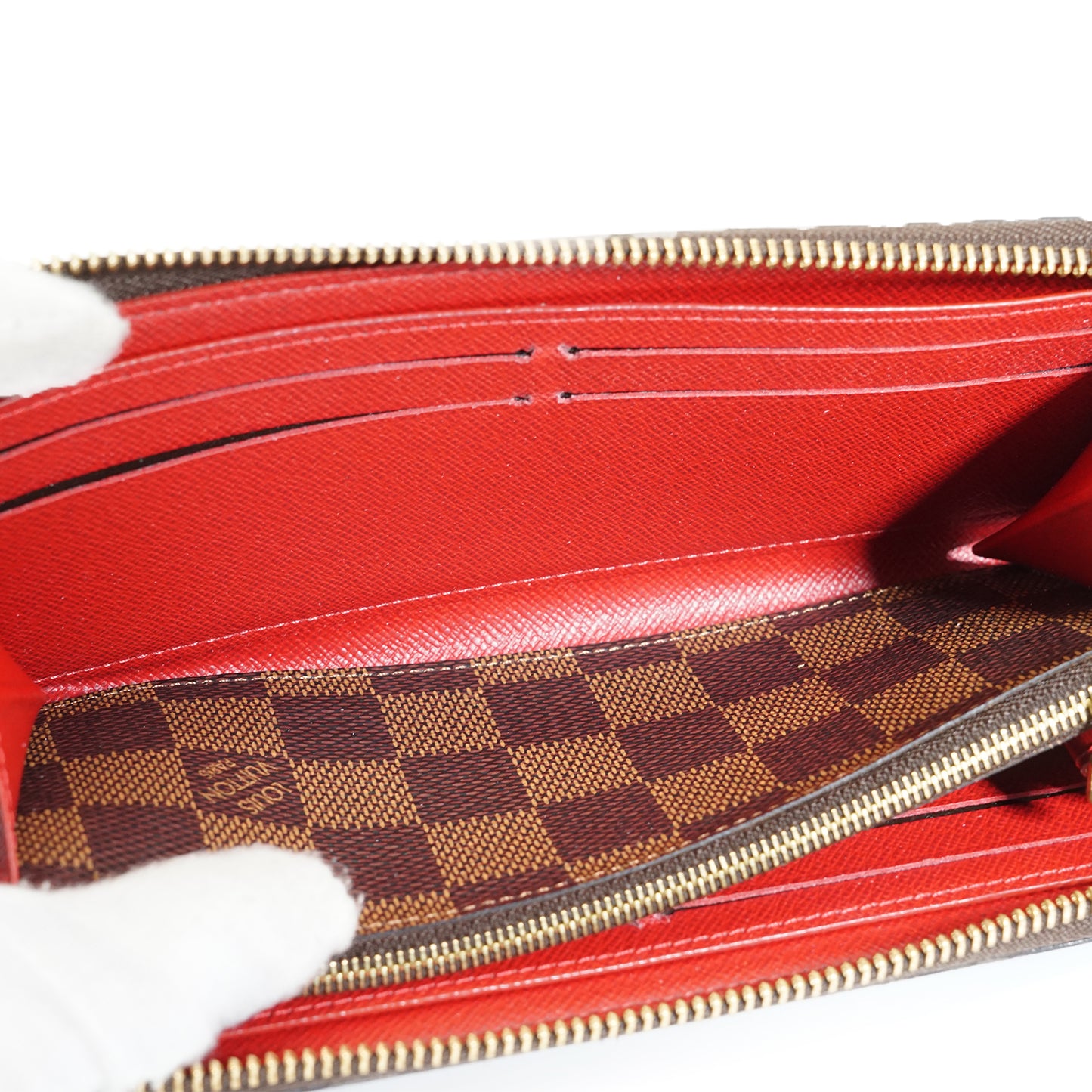 Damier Ebene Portefeuille Clemence Cherry Red Long Wallet