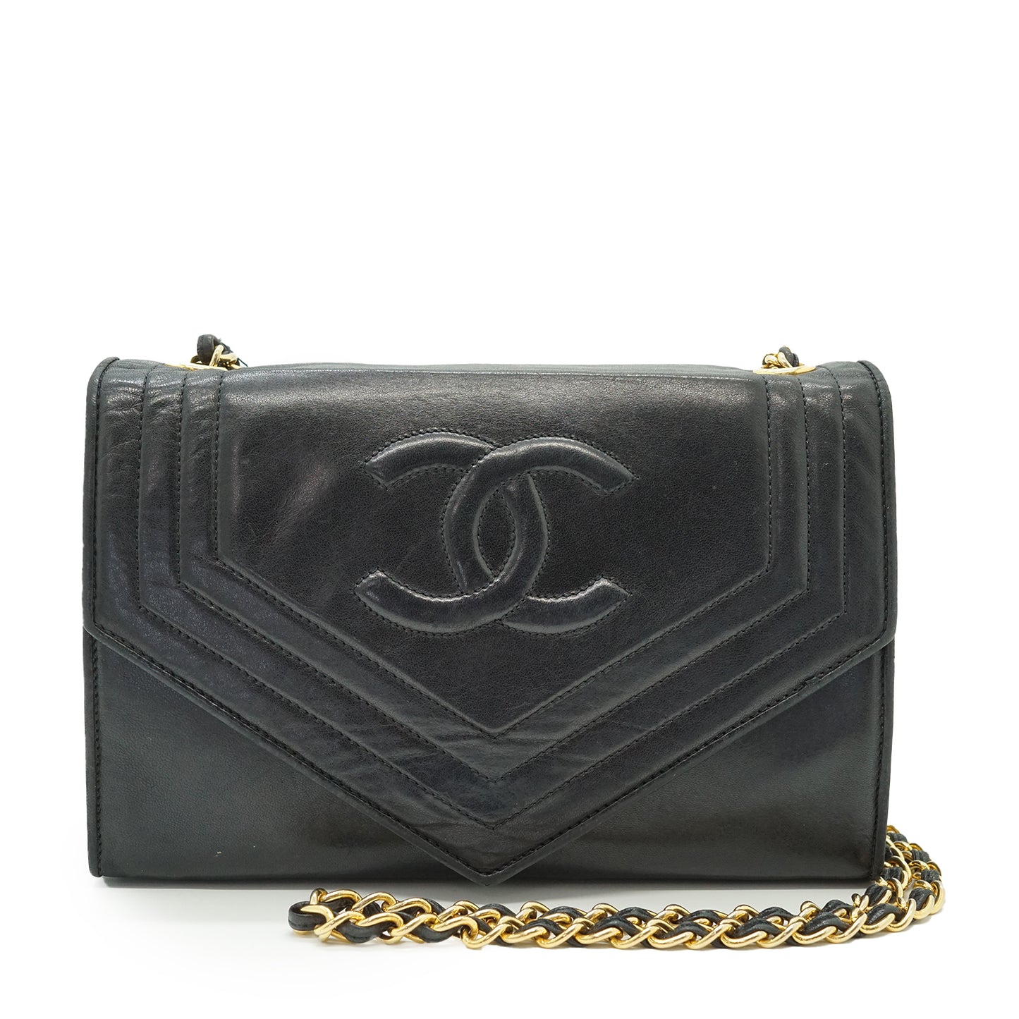 Vintage Lambskin Mademoiselle V-Stitching Chain Shoulder Bag