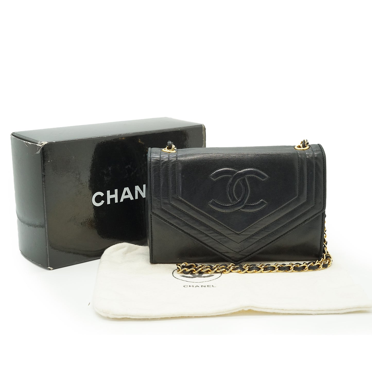 Vintage Lambskin Mademoiselle V-Stitching Chain Shoulder Bag