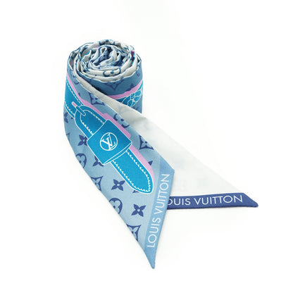 Monogram BB Bandeau Rising Confidential Silk Scarf Blue Pink Denim