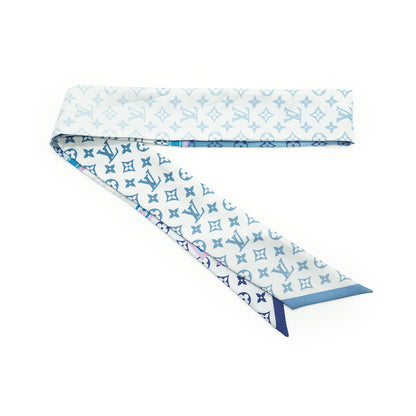 Monogram BB Bandeau Rising Confidential Silk Scarf Blue Pink Denim