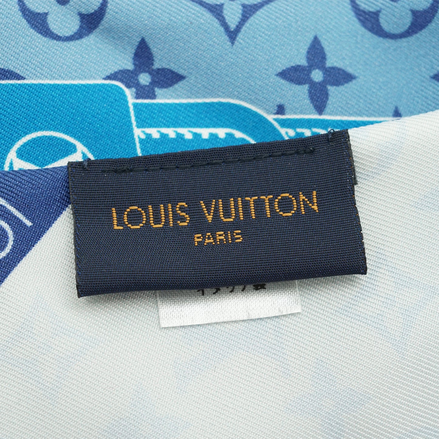 Monogram BB Bandeau Rising Confidential Silk Scarf Blue Pink Denim
