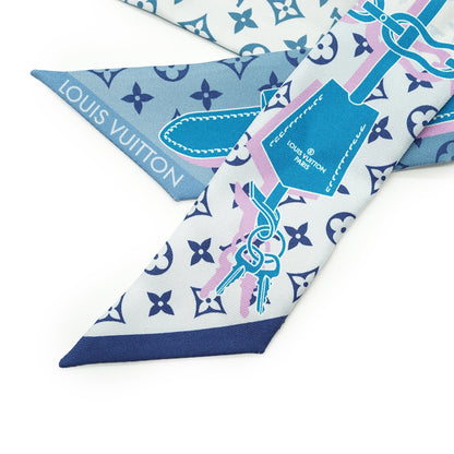 Monogram BB Bandeau Rising Confidential Silk Scarf Blue Pink Denim
