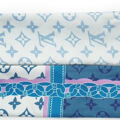 Monogram BB Bandeau Rising Confidential Silk Scarf Blue Pink Denim