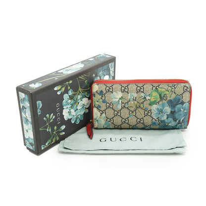 GG Supreme Coated Canvas Blooms Zip Around Long Wallet