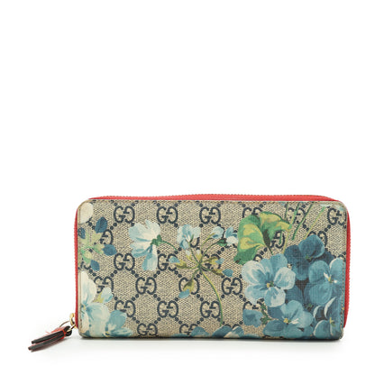 GG Supreme Coated Canvas Blooms Zip Around Long Wallet