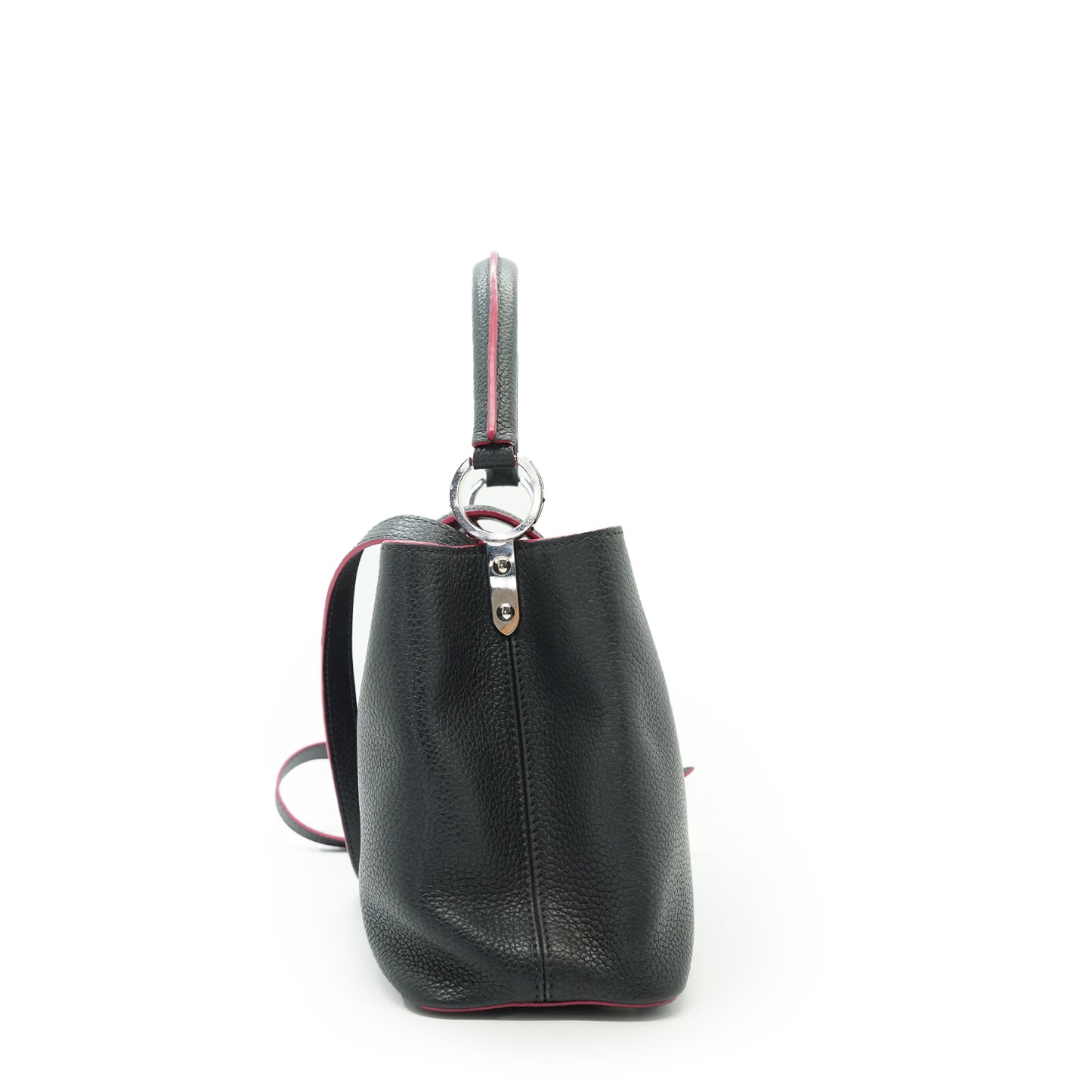 Capucines MM Taurillon Leather Noir Flamingo Limited Edition